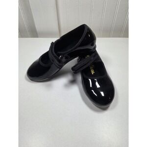 Dance Class Girls 11 Black Patent Tap Shoes Mary Jane Double Tap
